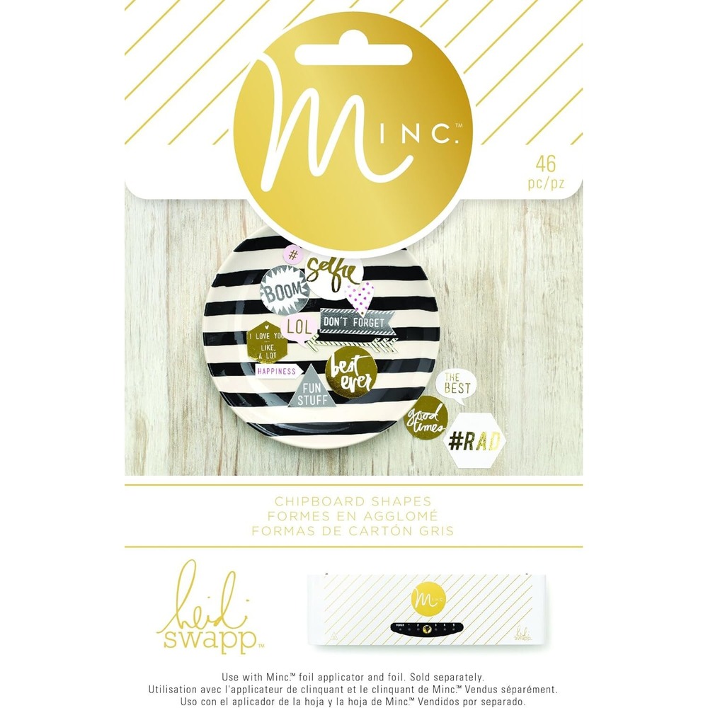 American Crafts Heidi Swapp Minc Chipboard Shapes 46pc Gold NWT Botanical Art